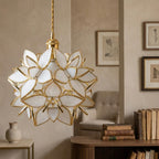 Cream Pointed-Petal Pendant Light, Radiating Flower Form, Handmade - view 9