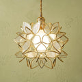 Clear-Look Pointed-Petal Pendant Light, Open Flower Form, Handmade by AuroraeGlass