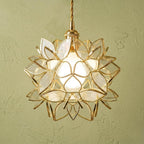Clear-Look Pointed-Petal Pendant Light, Open Flower Form, Handmade by AuroraeGlass