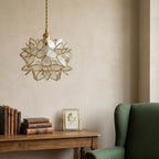 Clear-Look Pointed-Petal Pendant Light, Open Flower Form, Handmade - view 8