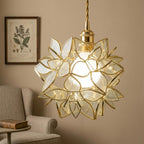Clear-Look Pointed-Petal Pendant Light, Open Flower Form, Handmade - view 7