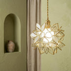 Clear-Look Pointed-Petal Pendant Light, Open Flower Form, Handmade - view 5