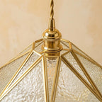 Clear-Look Wide Diamond Tiffany-Inspired Pendant Light, Textured-Look Panels, Handmade - view 4