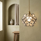 Clear-Look Rounded Petal Tiffany-Inspired Pendant Light, Dark Frame, Handmade - view 6
