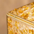 Warm Yellow Pebble-Pattern Tiffany-Inspired Pendant Light, Cube Lantern, Handmade - view 2