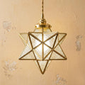 Clear-Look Geometric Star Pendant Light, Textured-Look Panels, Handmade by AuroraeGlass
