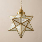 Clear-Look Geometric Star Pendant Light, Textured-Look Panels, Handmade - view 5