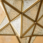 Clear-Look Geometric Star Pendant Light, Textured-Look Panels, Handmade - view 3