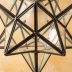Clear-Look Geometric Star Pendant Light, Gray-Black Frame, Handmade - view 3