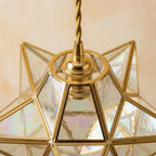 Clear-Look Geometric Star Pendant Light, Gold-Tone Frame, Handmade - view 4
