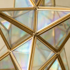 Clear-Look Geometric Star Pendant Light, Gold-Tone Frame, Handmade - view 2