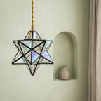 Clear-Look Geometric Star Pendant Light, Dark Frame, Handmade - view 7