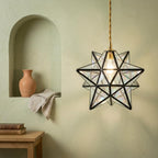 Clear-Look Geometric Star Pendant Light, Dark Frame, Handmade - view 6