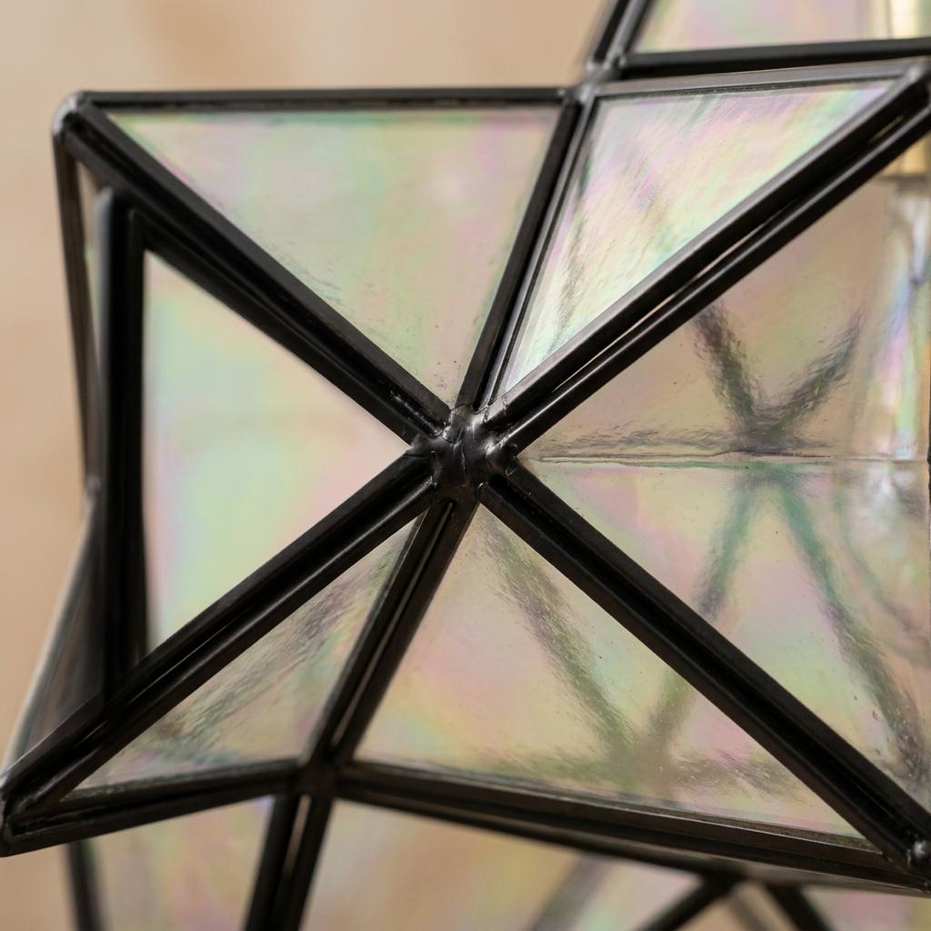Clear-Look Geometric Star Pendant Light, Dark Frame, Handmade - view 3