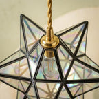 Clear-Look Geometric Star Pendant Light, Dark Frame, Handmade - view 4