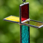 Colorful 3D Stained Glass Cross Suncatcher, Tiffany-inspired Handmade Window Decor by AuroraeGlass — photo 4