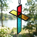 Colorful 3D Stained Glass Cross Suncatcher, Tiffany-inspired Handmade Window Decor by AuroraeGlass — photo 6