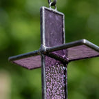 Purple 3D Stained Glass Cross Suncatcher, Tiffany-inspired Handmade Christian Gift by AuroraeGlass — photo 4