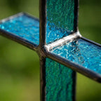 Blue 3D Stained Glass Cross Suncatcher, Tiffany-inspired Handmade Window Decor by AuroraeGlass — photo 3