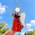 Red Trumpet Angel Glass Ornament, Tiffany-inspired Handmade Christmas Window Decor by AuroraeGlass — photo 1