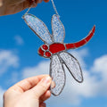 Red Dragonfly Stained Glass Suncatcher, Tiffany-inspired Window Hanging, Handmade Garden Lover Gift by AuroraeGlass, photo 1