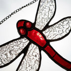 Red Dragonfly Stained Glass Suncatcher, Tiffany-inspired Window Hanging, Handmade Garden Lover Gift by AuroraeGlass, photo 7