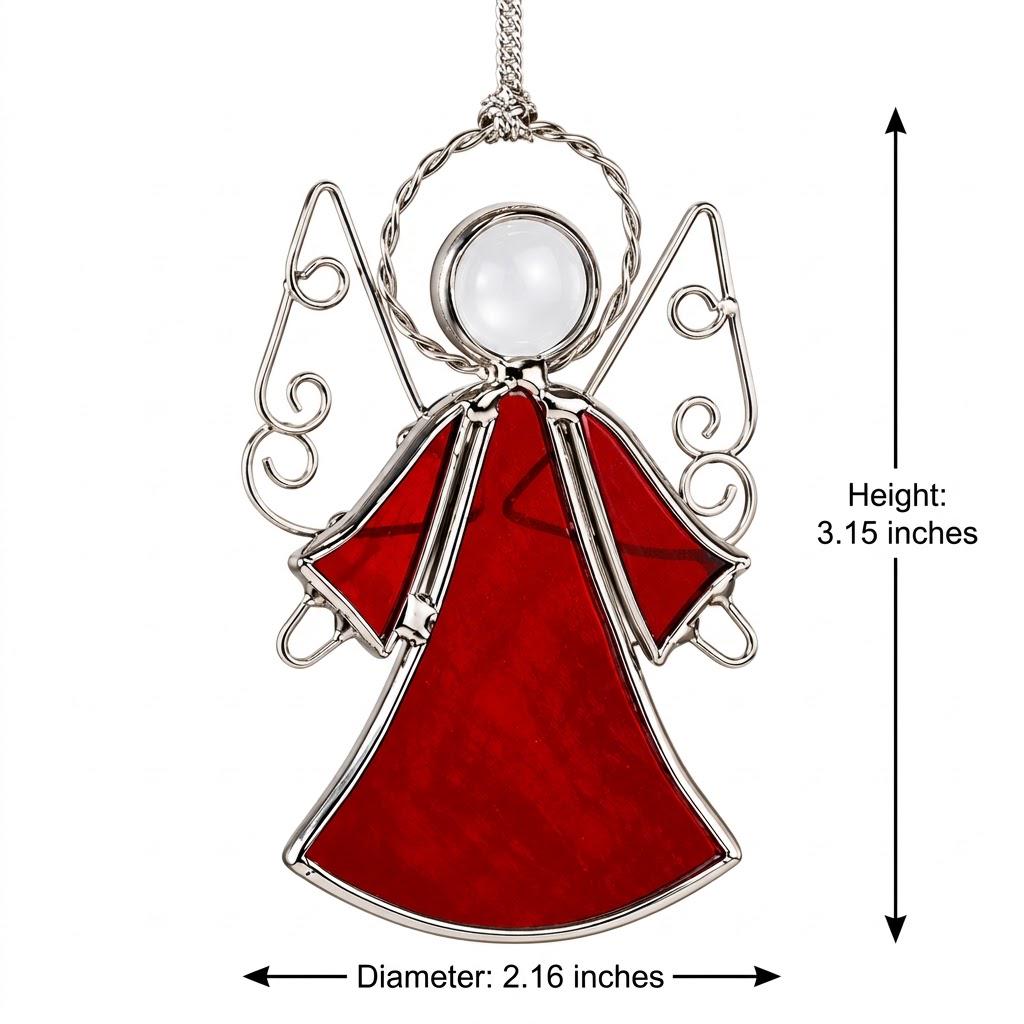 Red Angel Stained Glass Suncatcher, Tiffany-inspired Guardian Angel Window Hanging, Handmade Christmas Gift by AuroraeGlass — photo 9