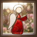 Angel with Harp Stained Glass Suncatcher, Tiffany-inspired Red Angel Window Hanging, Handmade Musician Gift by AuroraeGlass — photo 5