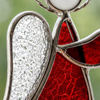 Angel with Harp Stained Glass Suncatcher, Tiffany-inspired Red Angel Window Hanging, Handmade Musician Gift by AuroraeGlass — photo 3