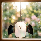 Handmade Stained Glass Ghost with Bat Wings, Gothic Halloween Suncatcher by AuroraeGlass — photo 10