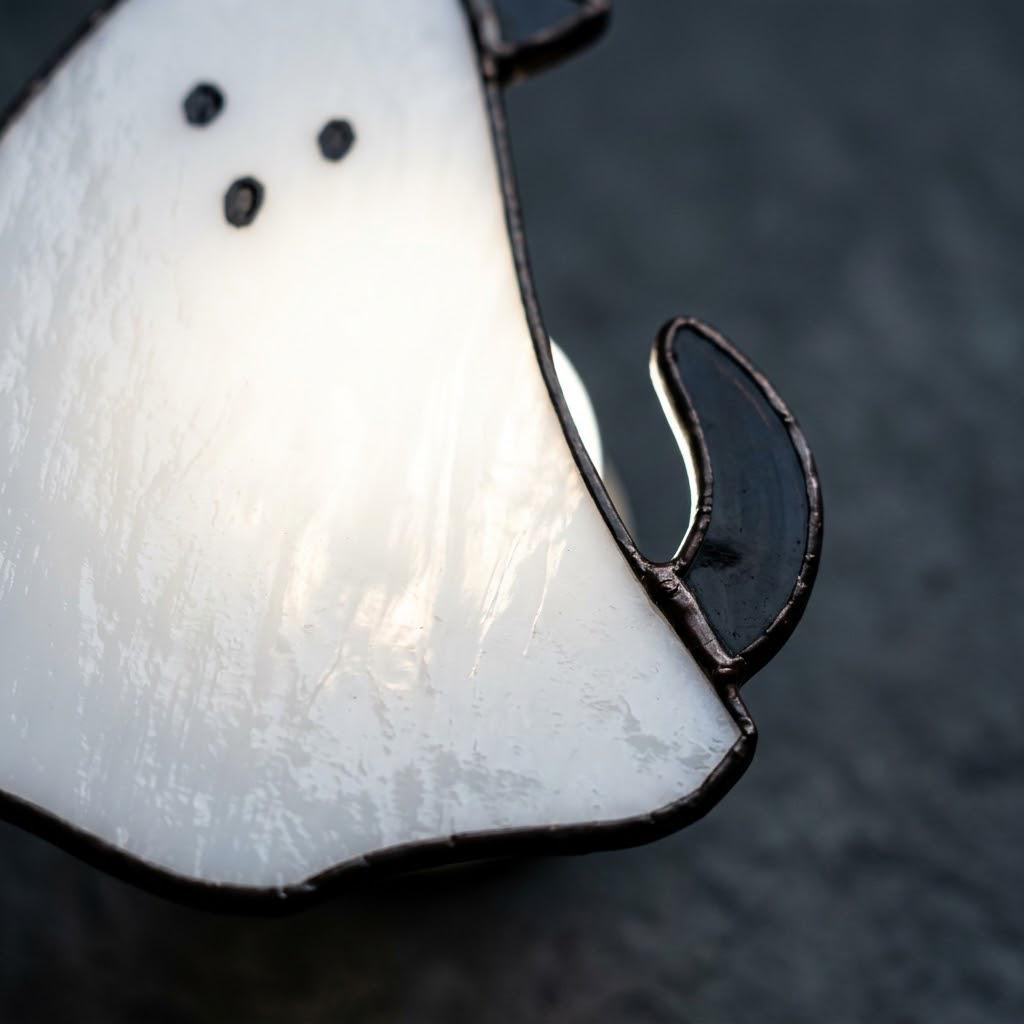 Handmade Stained Glass Dog Ghost Suncatcher, Halloween Pet Lover Decor by AuroraeGlass — photo 7