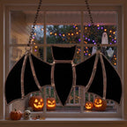 Black Bat Stained Glass Suncatcher, Handmade Gothic Halloween Window Hanging by AuroraeGlass, photo 2