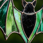 Green Bat Stained Glass Suncatcher, Tiffany-inspired Halloween Window Hanging, Handmade Gothic Decor by AuroraeGlass — photo 6