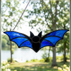 Blue Bat Suncatcher, Black Gothic Window Hanging by AuroraeGlass — photo 10