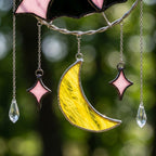 Pink Bat and Spiderweb Suncatcher with Crescent Moon by AuroraeGlass — photo 6