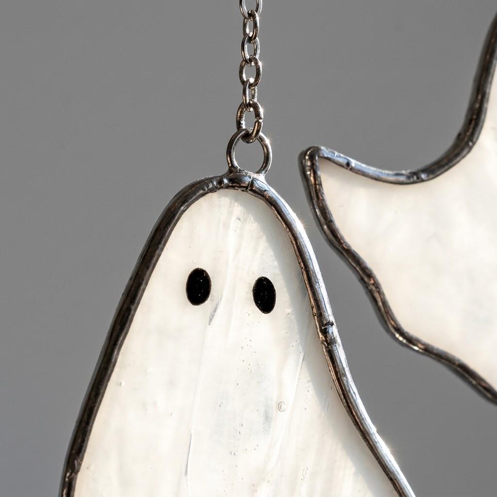 Five Iridescent Ghosts Halloween Mobile with Branch Hanger by AuroraeGlass — photo 6