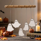 Five Iridescent Ghosts Halloween Mobile with Branch Hanger by AuroraeGlass — photo 1