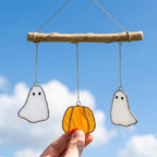 Ghost and Pumpkin Halloween Mobile with Branch Hanger by AuroraeGlass — photo 5
