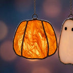 Ghost and Pumpkin Halloween Mobile with Branch Hanger by AuroraeGlass — photo 6