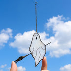 Ghost on Broom Halloween Window Hanging by AuroraeGlass — photo 5