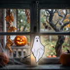 Ghost on Broom Halloween Window Hanging by AuroraeGlass — photo 2