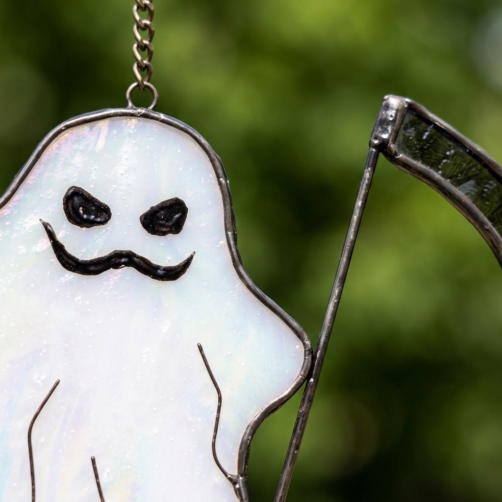 Ghost with Scythe Halloween Window Hanging by AuroraeGlass — photo 8