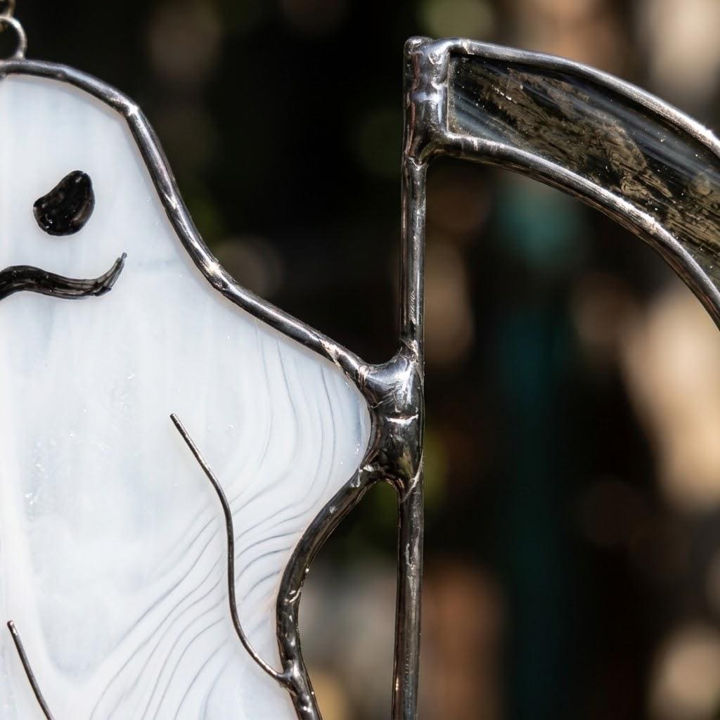 Ghost with Scythe Halloween Window Hanging by AuroraeGlass — photo 6
