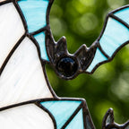 Crescent Moon and Blue Bats Halloween Window Hanging by AuroraeGlass — photo 7