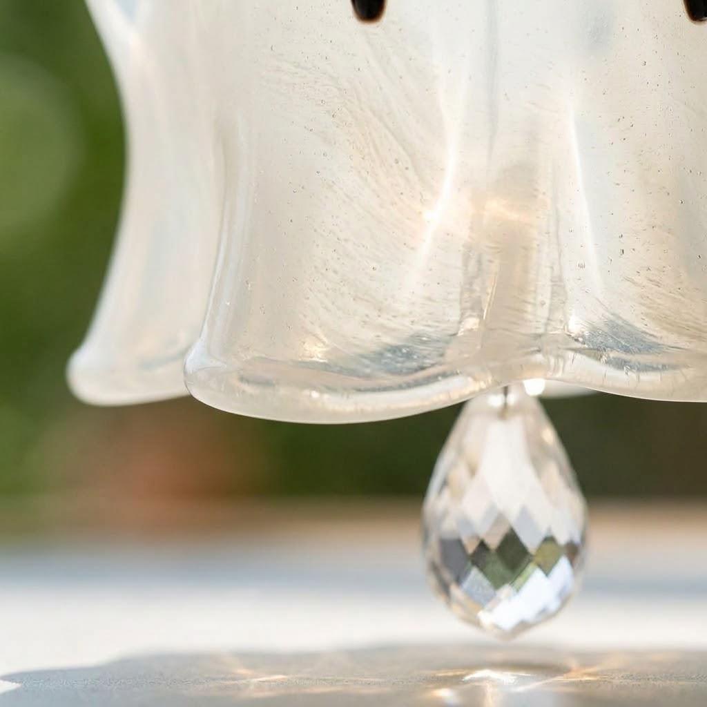 White Ghost Halloween Hanging Ornament with Faceted Drop by AuroraeGlass — photo 5