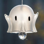 White Ghost Halloween Hanging Ornament with Faceted Drop by AuroraeGlass — photo 6