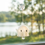 White Ghost Halloween Hanging Ornament with Faceted Drop by AuroraeGlass — photo 9