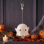 White Ghost Halloween Hanging Ornament with Faceted Drop by AuroraeGlass — photo 2
