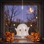 White Ghost Halloween Hanging Ornament with Faceted Drop by AuroraeGlass — photo 3