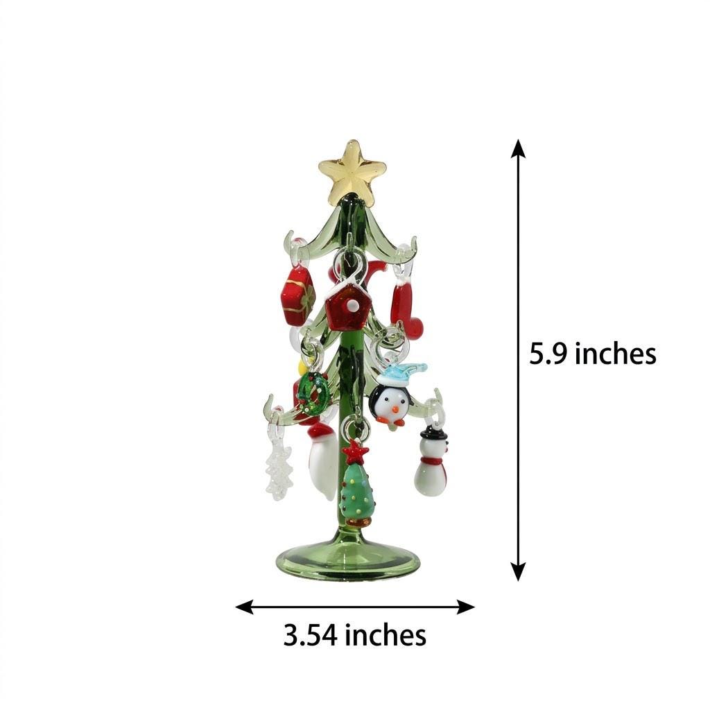 Green Tabletop Christmas Tree with 13-Piece Mini Display by AuroraeGlass — photo 9